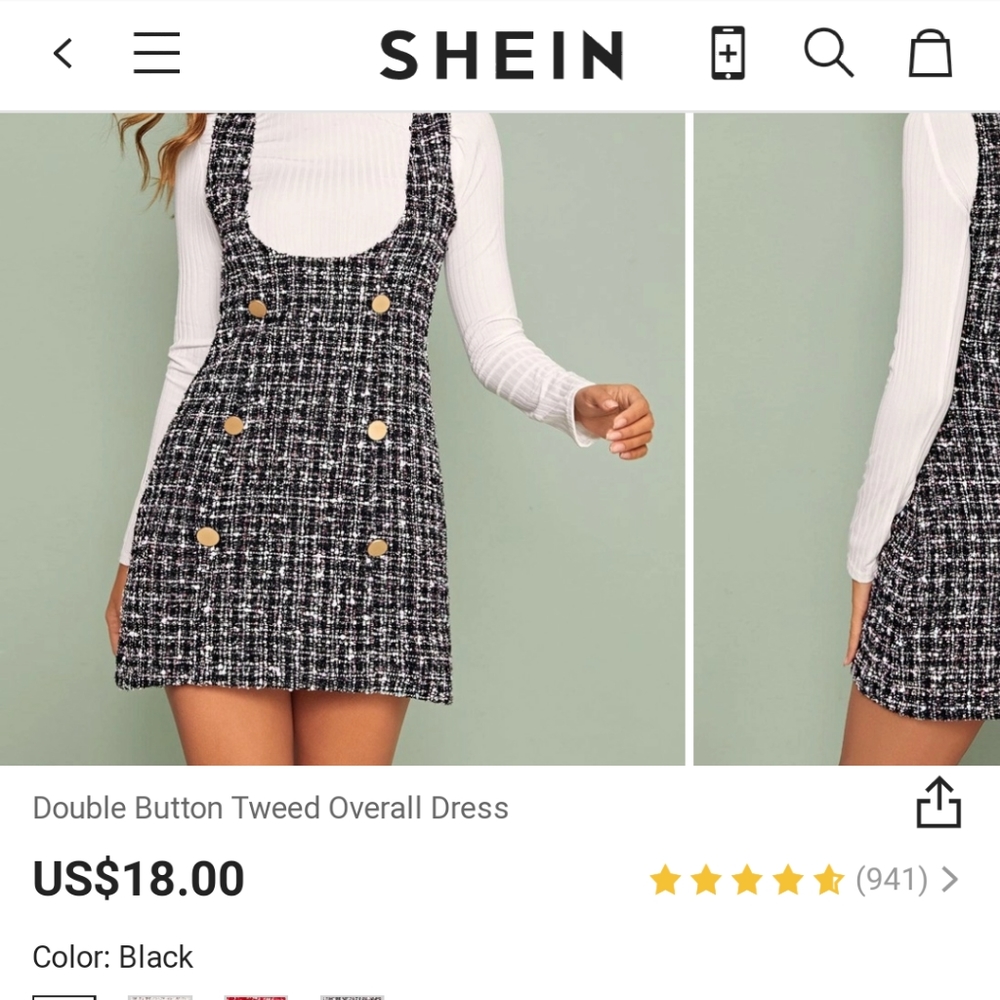 Button overall skirt dress